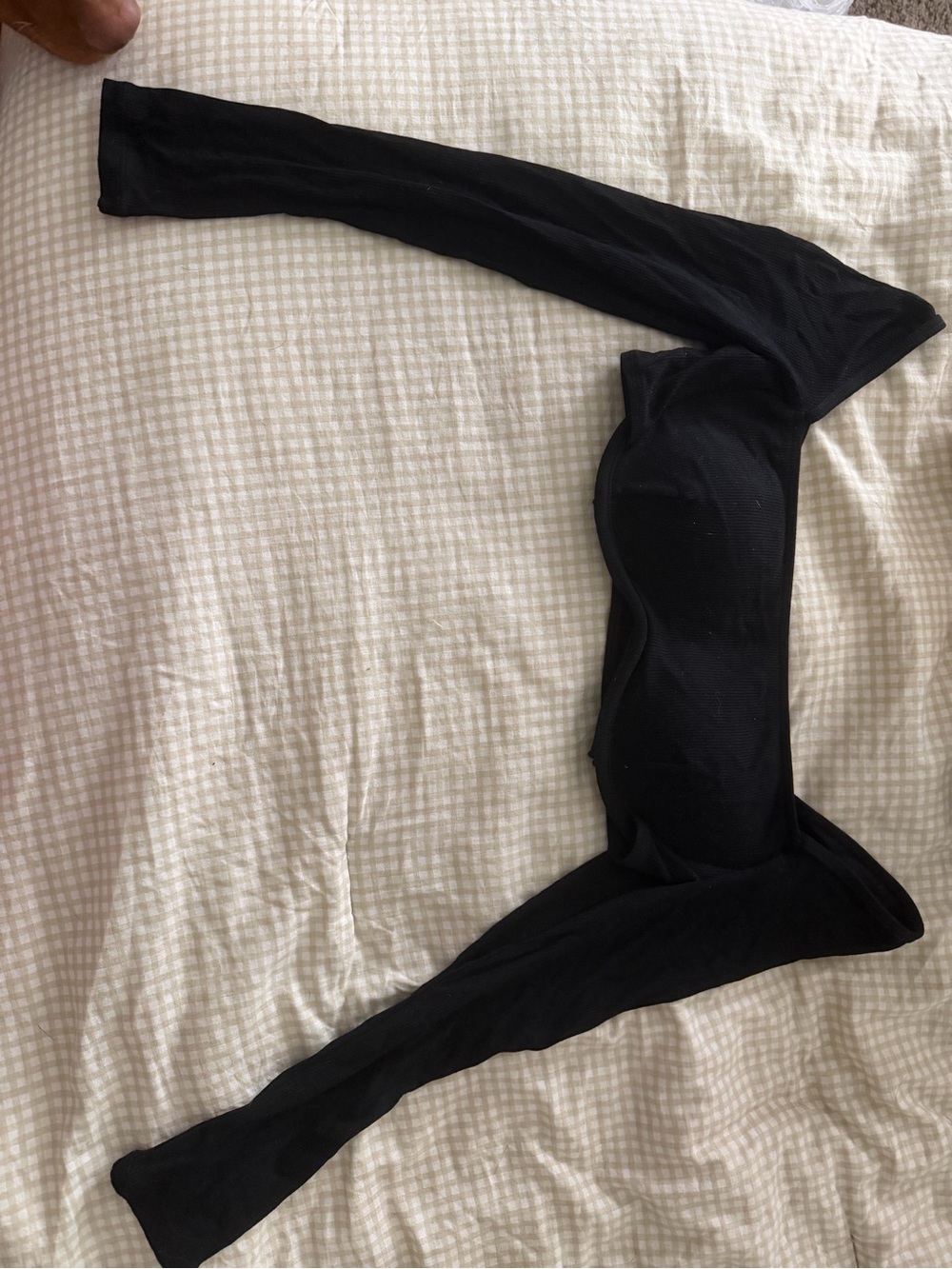 Black Long-Sleeve Off-Shoulder Crop Top